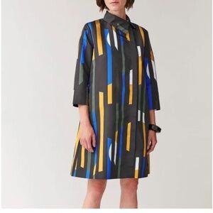 COS Smooth Printed Long-Sleeved Dress modern mid century hipster asymmetric mod